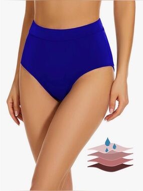 High-Waist Period Bikini Bottoms in Royal Blue
